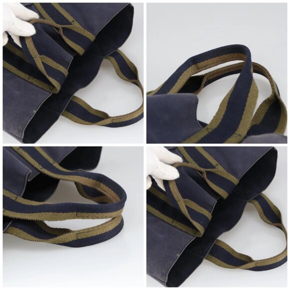 HERMES Fourre Tout cabas Tote Bag Canvas Navy Khaki Auth bs20268 - Picture 16 of 16